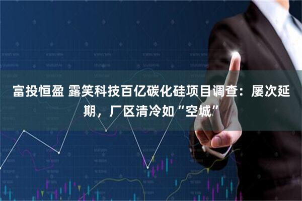 富投恒盈 露笑科技百亿碳化硅项目调查：屡次延期，厂区清冷如“空城”