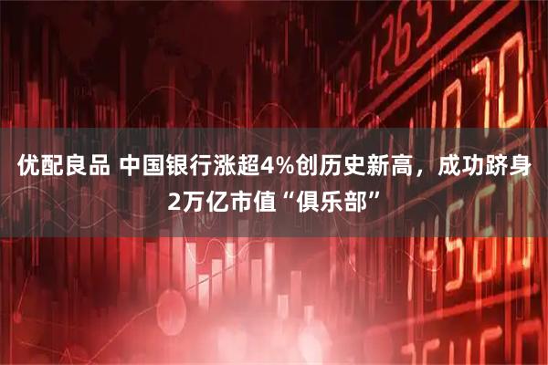 优配良品 中国银行涨超4%创历史新高，成功跻身2万亿市值“俱乐部”
