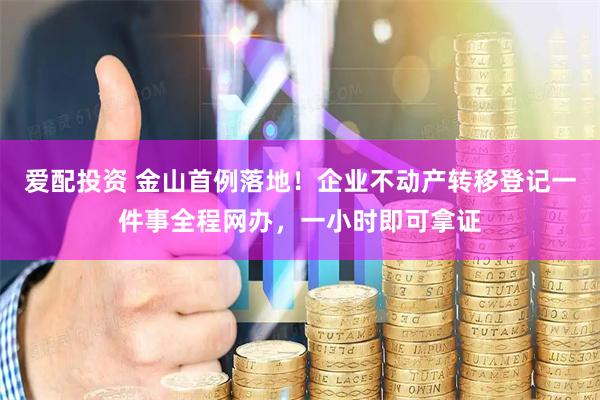 爱配投资 金山首例落地！企业不动产转移登记一件事全程网办，一小时即可拿证